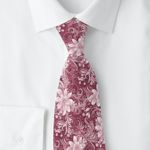 Stoffige wijn bloem batik stropdas
