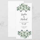 stoffige witte groen bruiloft kaart uitnodiging (Voorkant / Achterkant)