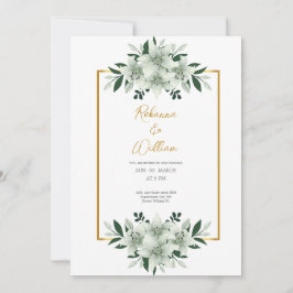 stoffige witte groen waterverf trouwkaart kaart