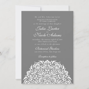 Stofgrijze Fantasie Bloemrijke Mandala Bruiloft Kaart