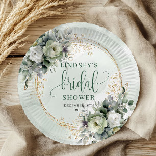Stofgroene groene bruiloftsshower papieren borden bordje