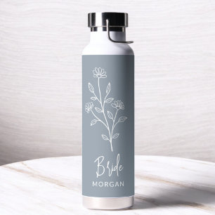 Stofjas Blauwe Bruids Hand Bloemige Meisjes Uitsta Waterfles