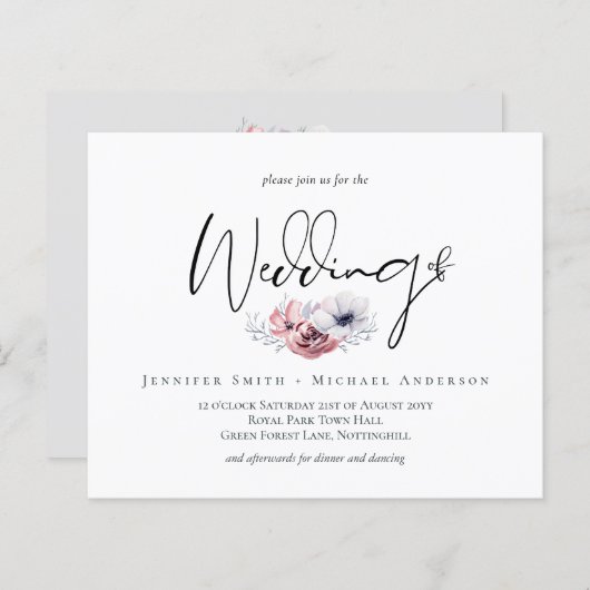 Stofjas Navy Blauwe Koraal Bloem Slang Letters Tro (Voorkant / Achterkant)