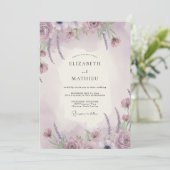 Stoflilak Bruiloft met Wilde Bloemen Kaart (Staand voorkant)
