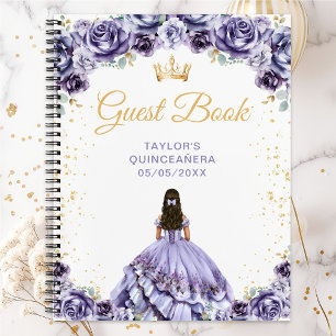 Stofpaarse Prinses Quinceañera Gastboek Notitieboek