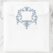 Stoframe met stoffig blauwe barokprint vierkante sticker (Tas)