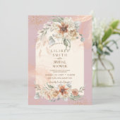 Stofrige Roze Bloemige Pampas Gras Boho BRUIDSSCHM (Staand voorkant)