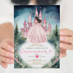 Stofrinke jurk bos prinses 15 Quinceañera Kaart