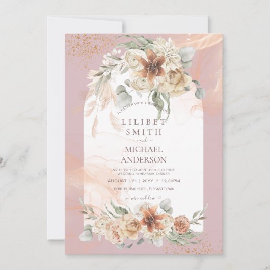 Stofris Roze Bloemige Pampas Gras PROEFHuwelijksdi (Voorkant)