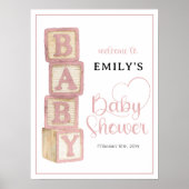 Stofroze babyblokken baby shower welkomstposter poster (Voorkant)