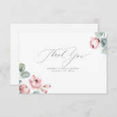 Stofróze bloemrijke elegante kleine dankjewel bedankkaart (Voorkant / Achterkant)