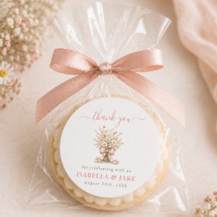 Stofroze Boho Bloemige Baby Shower Feest Bedankt Ronde Sticker