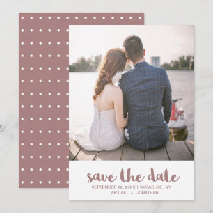 Stofróze en witte stippen foto save the date