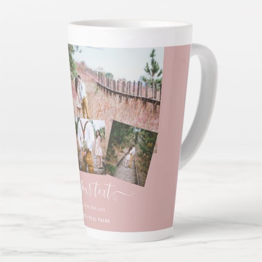 Stofroze foto-collage Huwelijkscadeau op maat Latte Mok (Rechterhoek)