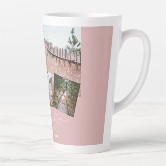 Stofroze foto-collage Huwelijkscadeau op maat Latte Mok (Rechts)