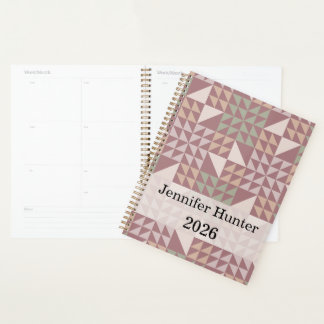 Stofroze geometrische quiltpatroon planner