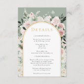 Stofroze goud boog salie eenvoudige trouwdetails informatiekaartje (Voorkant)