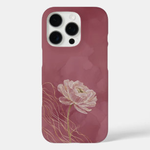 Stofroze Gouden Bloem Lijn Kunst Elegant iPhone 16 Pro Hoesje