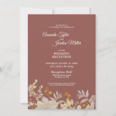 Stofróze Herfst Boho Bruiloftsreceptie Kaart (Voorkant)