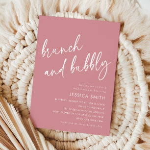 Stofroze Minimalistische Brunch en Bruisende Bruid Kaart