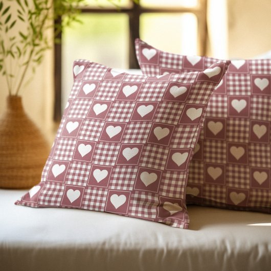 Stofroze Patchwork Harten Patroon Kussen