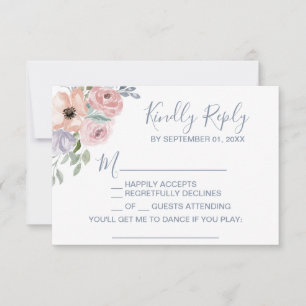 Stofroze Roze Bloemen Lied Verzoek RSVP Kaart