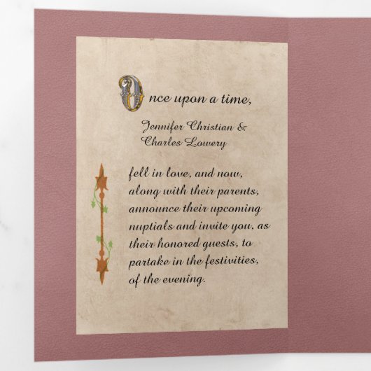 Stofroze Sprookjeshuwelijksfoto Drieluik Uitnodiging (Binnenzijde eerst)
