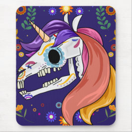 Stofvlekbestendige eenhoorn skelet hoofd ontwerp muismat
