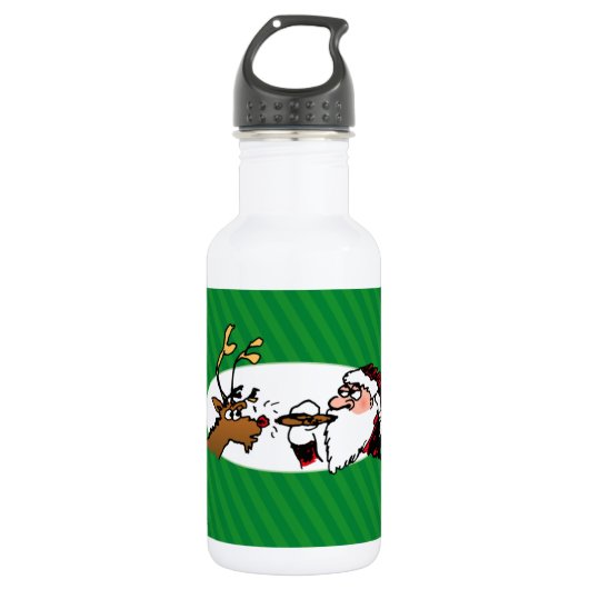 Stogie Santa Funny Cartoon Waterfles (Voorkant)