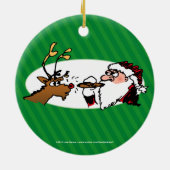 Stogie Smoking Santa Funny Green Holiday Ornament (Achterkant)