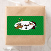 Stogie Smoking Santa Funny Green Stripe Kerstmis Etiket (Insitu)