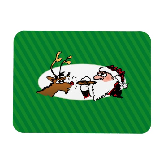 Stogie Smoking Santa Funny Green Stripe Kerstmis Magneet (Horizontaal)