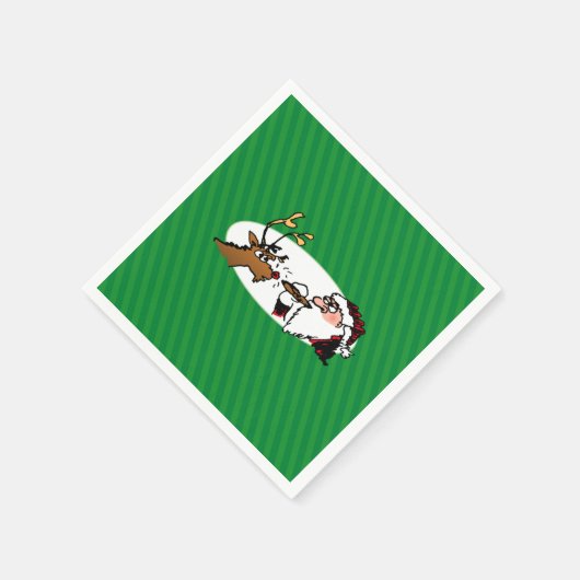 Stogie Smoking Santa Funny Green Stripe Kerstmis Servet (Hoek)