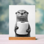 Stoic Otter Holding Toilet Paper Roll Black White (Neutre)