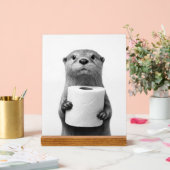Stoic Otter Holding Toilet Paper Roll Black White (Mariage)