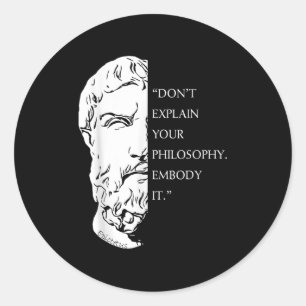 Stoïcijnse filosofie Quote Design _ Epictetus A Wi Ronde Sticker