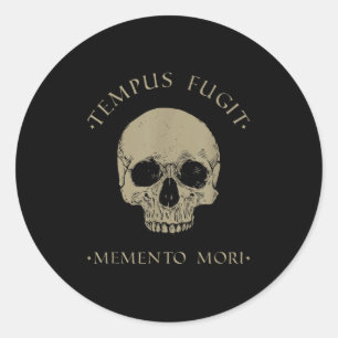 Stoïcijnse filosofie Tempus Fugit Memento Mori Sku Ronde Sticker