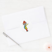 Stok figuur brandweerman met masker ronde sticker (Envelop)