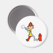 Stok figuur brandweerman met slang magneet (Voorkant / Achterkant)