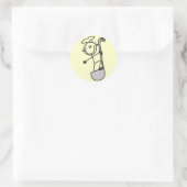 Stok figuur chef-kok met ladder ronde sticker (Tas)