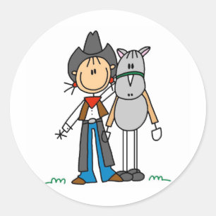 Stok figuur cowgirl met paard Stickers
