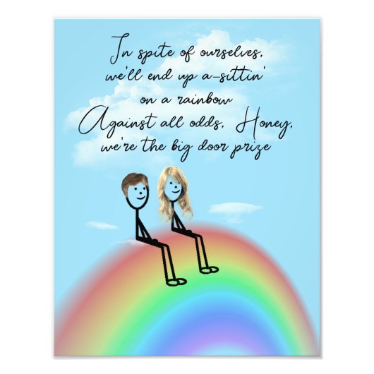 Stok figuur paar op een regenboog foto afdruk (Voorkant)