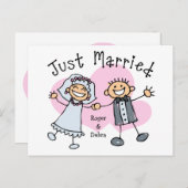 Stok mensen net getrouwd briefkaart (Voorkant / Achterkant)