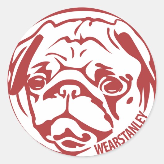 Stok met Stanley - Rood Ronde Sticker (Voorkant)