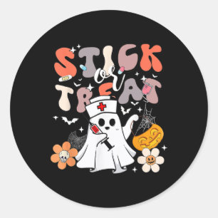 Stok of behandel Halloween Ghost Nurse Crna Emerge Ronde Sticker