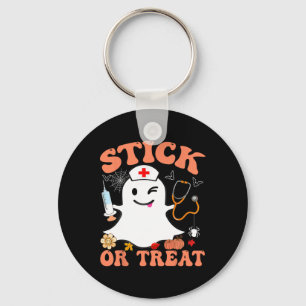 Stok of trakteer verpleegster grappig Halloween ko Sleutelhanger
