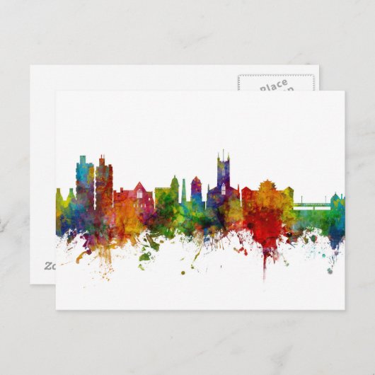 Stoke-on-Trent England Skyline Briefkaart (Voorkant / Achterkant)