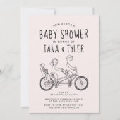 Stokfiguren op tandem met babyzitje kaart (Voorkant)