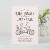 Stokfiguren op tandem met babyzitje kaart (Staand voorkant)