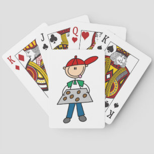 Stokfiguur bakt koekjes pokerkaarten